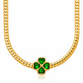 Esme Emerald Clover Waterproof Gold Necklace for Women by VYRA Jewellery - waterproof tarnish-resistant gold necklace