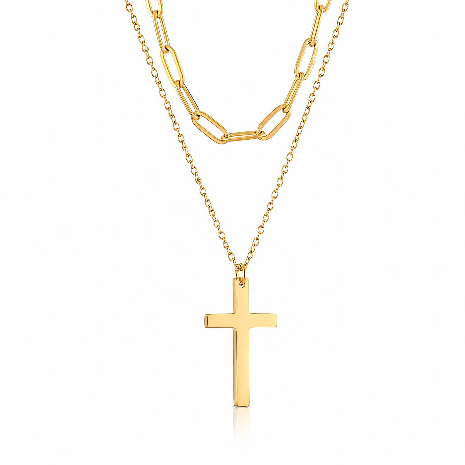 Cruz Layered Cross Waterproof Gold Necklace for Women by VYRA Jewellery - waterproof tarnish-resistant gold necklace