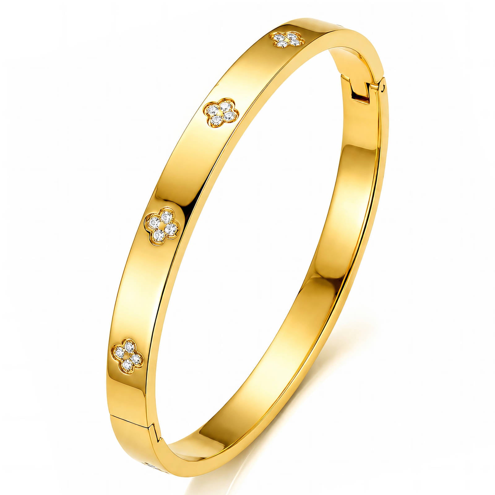 Zara Crystal Blossom Bangle Waterproof Gold Bracelet for Women by VYRA Jewellery - waterproof tarnish-resistant gold bracelet