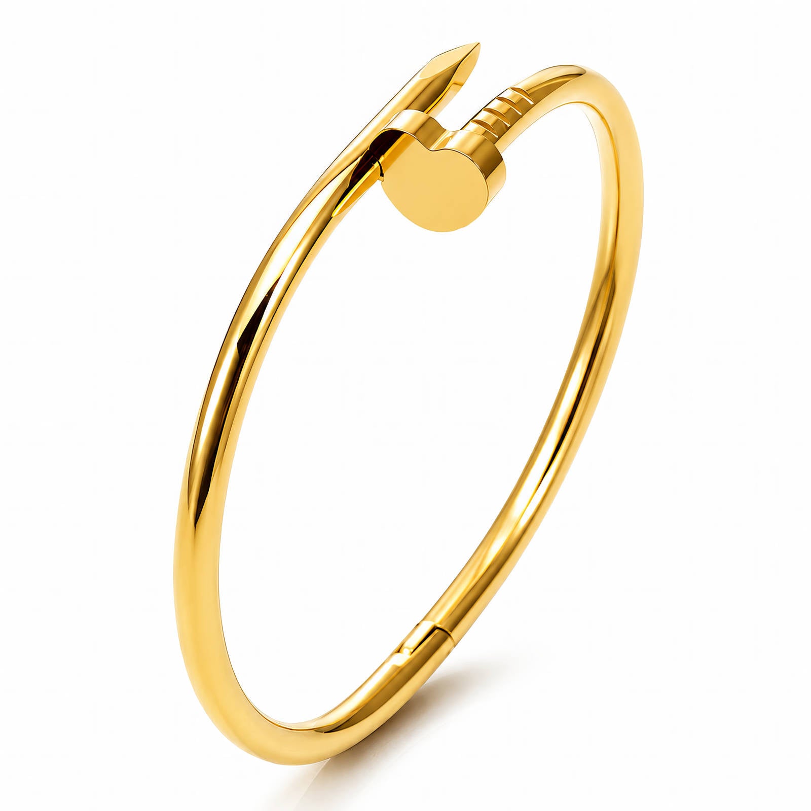 Amora Nail Screw Waterproof Gold Bangle for Women