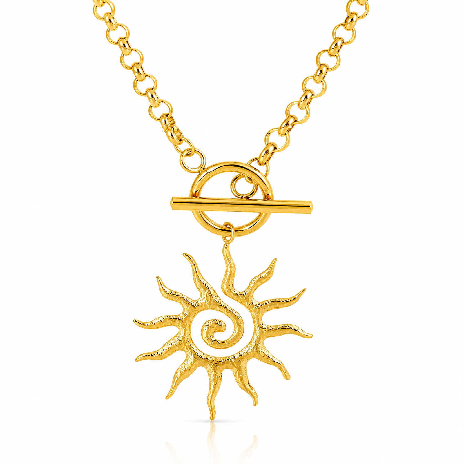 Luna Sunburst Toggle Waterproof Gold Necklace for Women by VYRA Jewellery - waterproof tarnish-resistant gold necklace