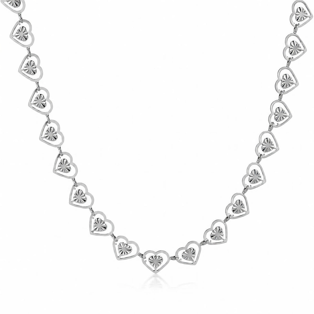 Elora Heart Link Waterproof Silver Necklace for Women by VYRA Jewellery